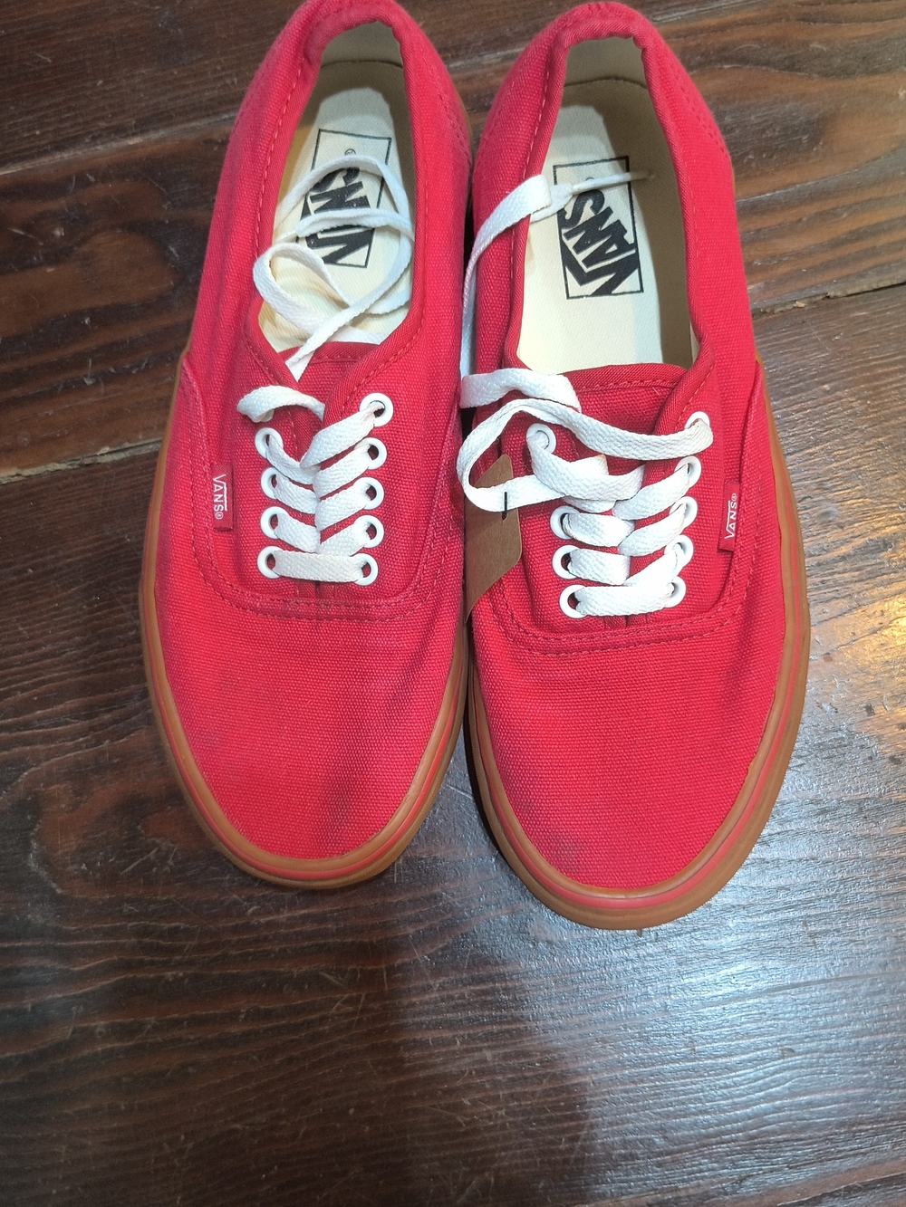 Vans Red Canvas Sneakers with Gum Sole